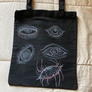 Black Tote Bag with Eye Designs
